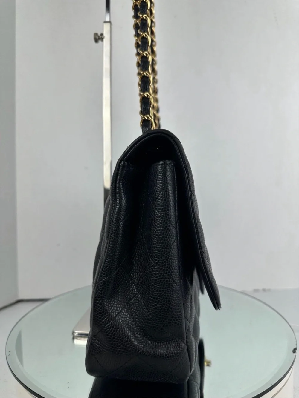 Chanel Jumbo Black Quilted Caviar Single Flap Shoulder Bag